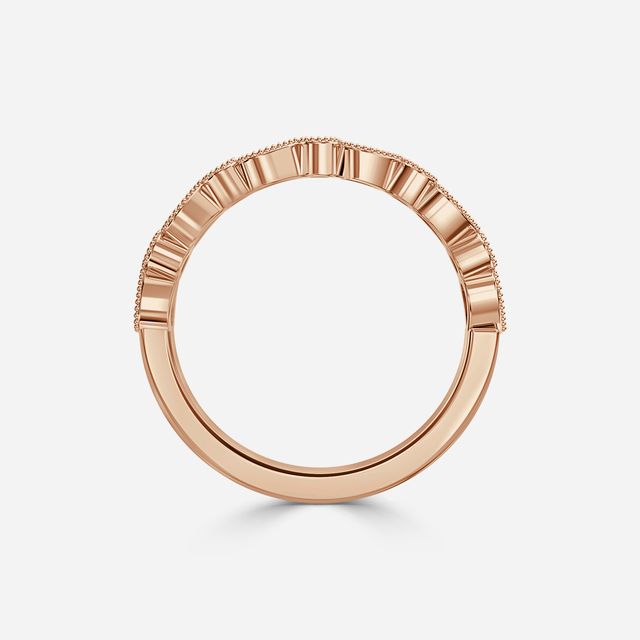 Vintage Milgrain Diamond Wedding Ring In Rose Gold