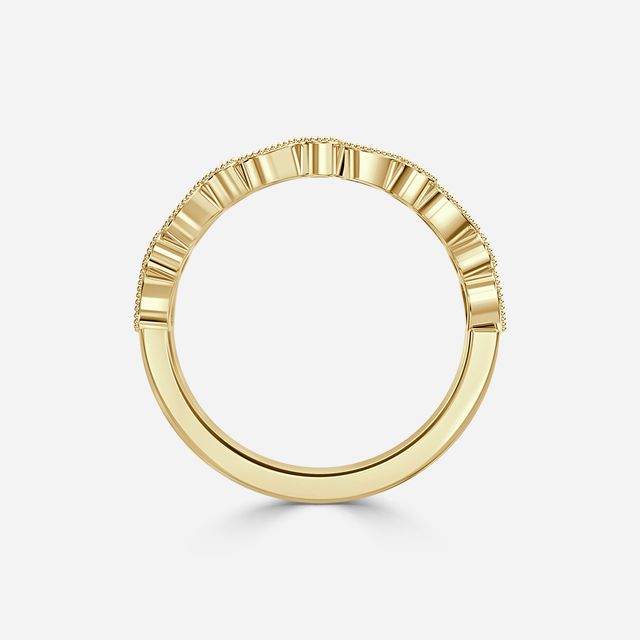 Vintage Milgrain Diamond Wedding Ring In Yellow Gold