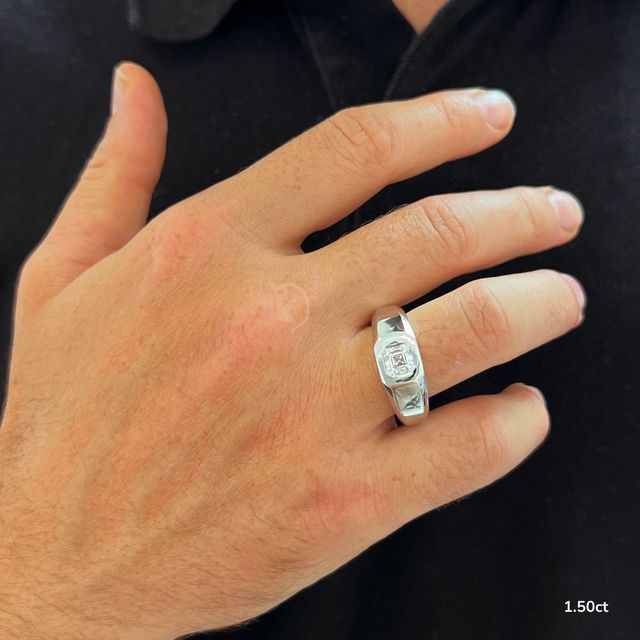 Bezel Set Men's Engagement Ring In Platinum