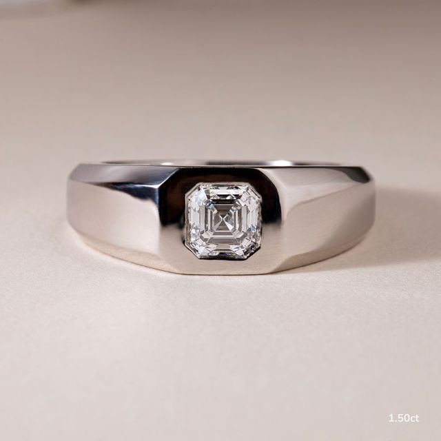 Bezel Set Men's Engagement Ring In Platinum