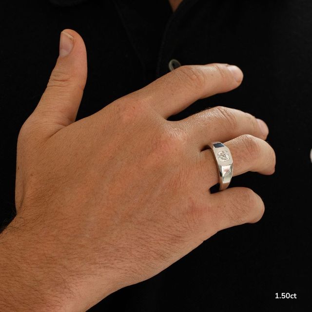 Bezel Set Men's Engagement Ring In Platinum
