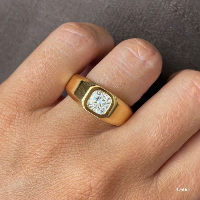 Bezel Set Men's Engagement Ring In Yellow Gold