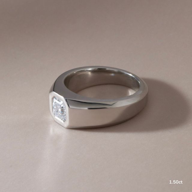 Bezel Set Men's Engagement Ring In White Gold