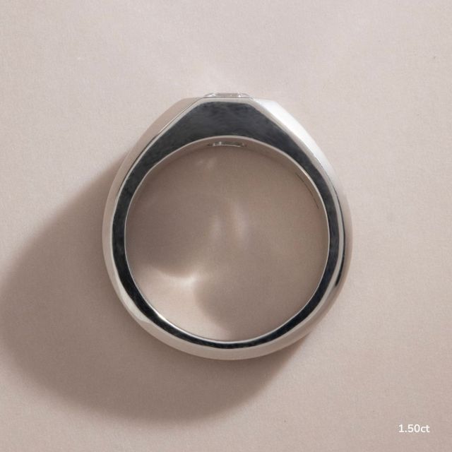 Bezel Set Men's Engagement Ring In White Gold