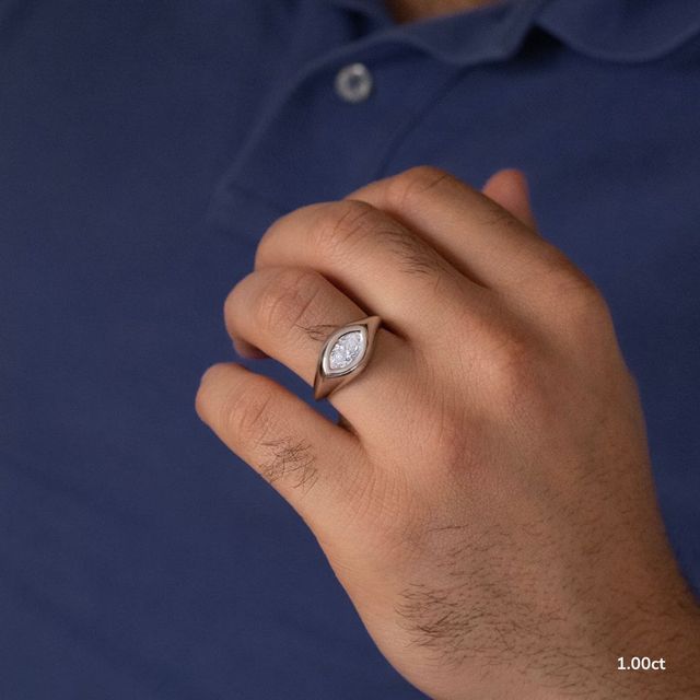 Bezel Set Men's Engagement Ring In Platinum