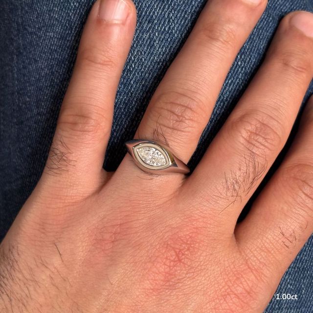 Bezel Set Men's Engagement Ring In White Gold