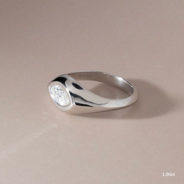 Bezel Set Men's Engagement Ring In White Gold
