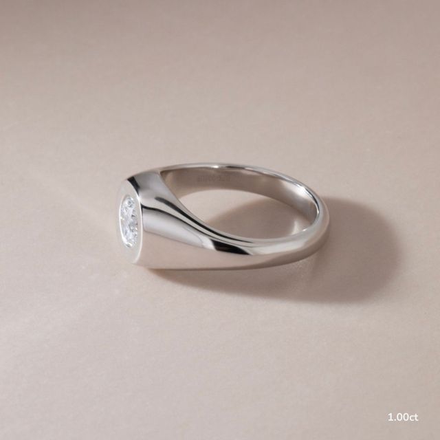 Bezel Set Men's Engagement Ring In Platinum