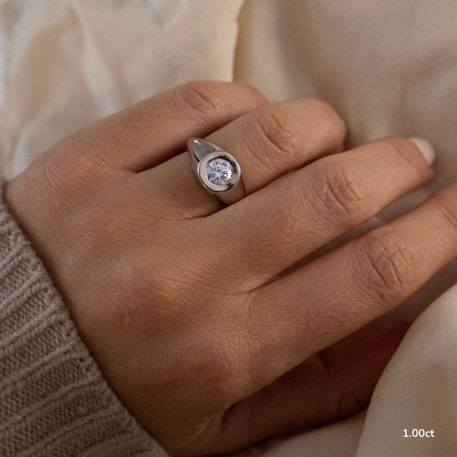 Bezel Set Men's Engagement Ring In Platinum