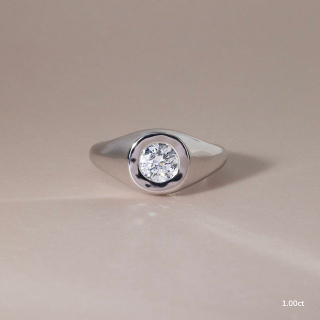 Bezel Set Men's Engagement Ring In Platinum