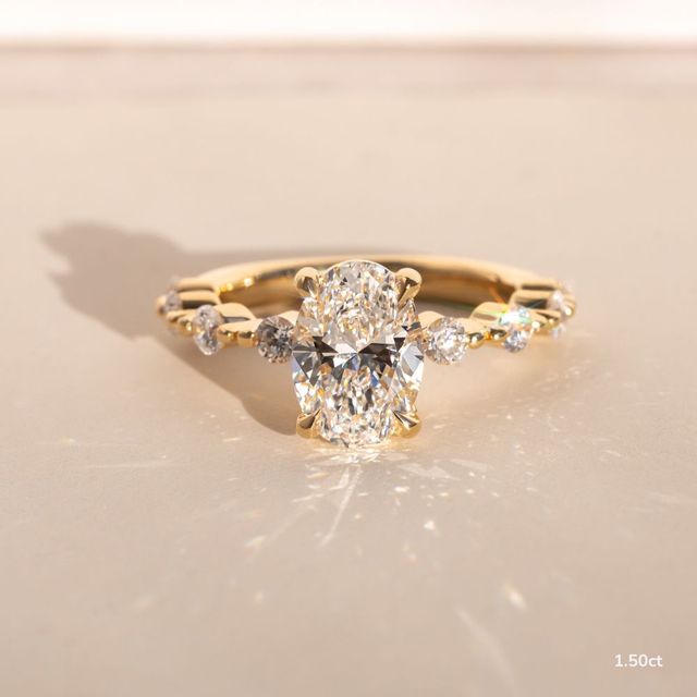 Veronica Yellow Gold Pave Engagement Ring