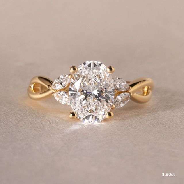 Vina Yellow Gold Twisted Unique Engagement Ring