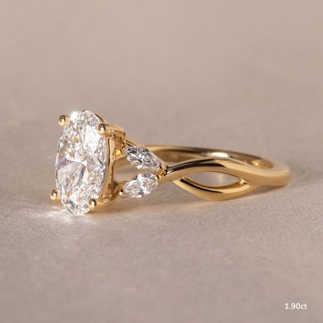 Vina Yellow Gold Twisted Unique Engagement Ring