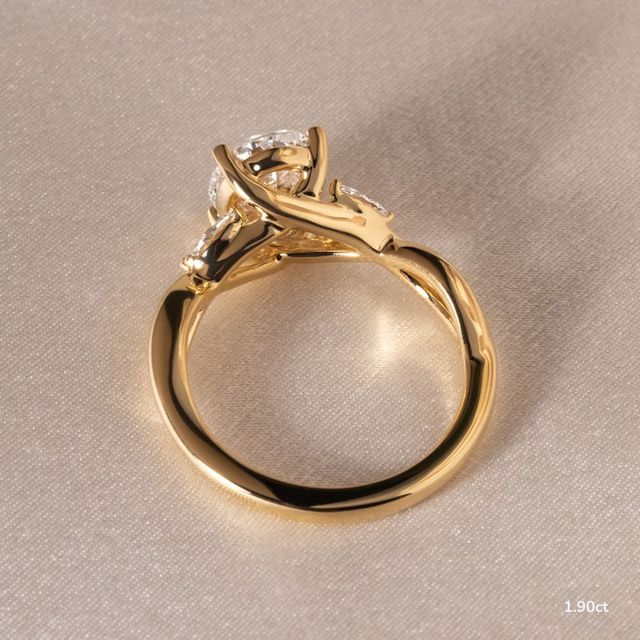 Vina Yellow Gold Twisted Unique Engagement Ring
