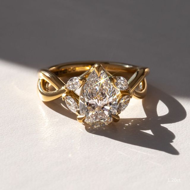 Vina Yellow Gold Twisted Unique Engagement Ring