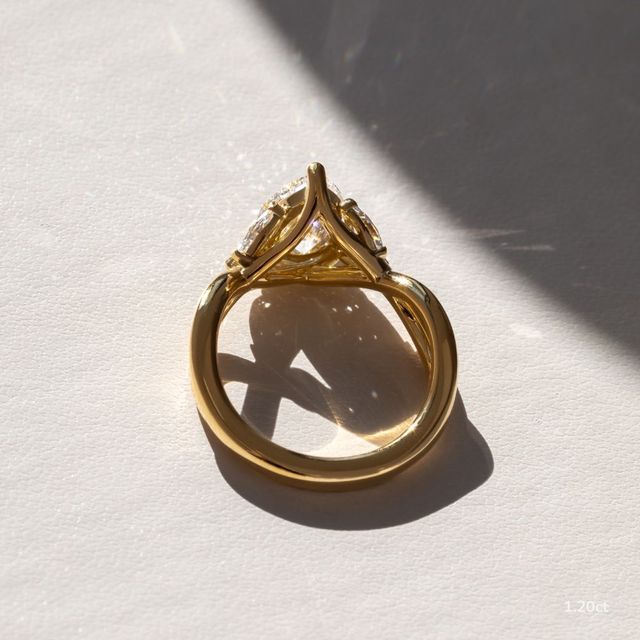 Vina Yellow Gold Twisted Unique Engagement Ring