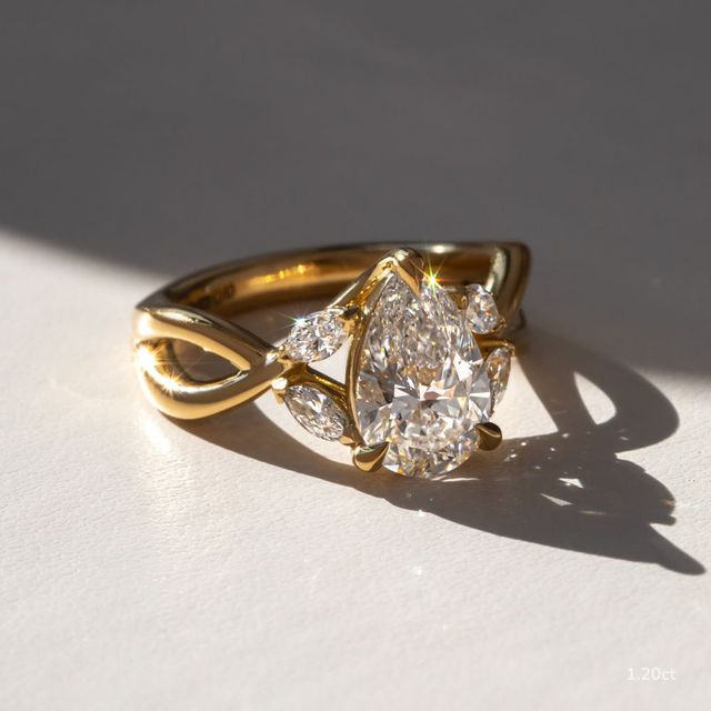 Vina Yellow Gold Twisted Unique Engagement Ring
