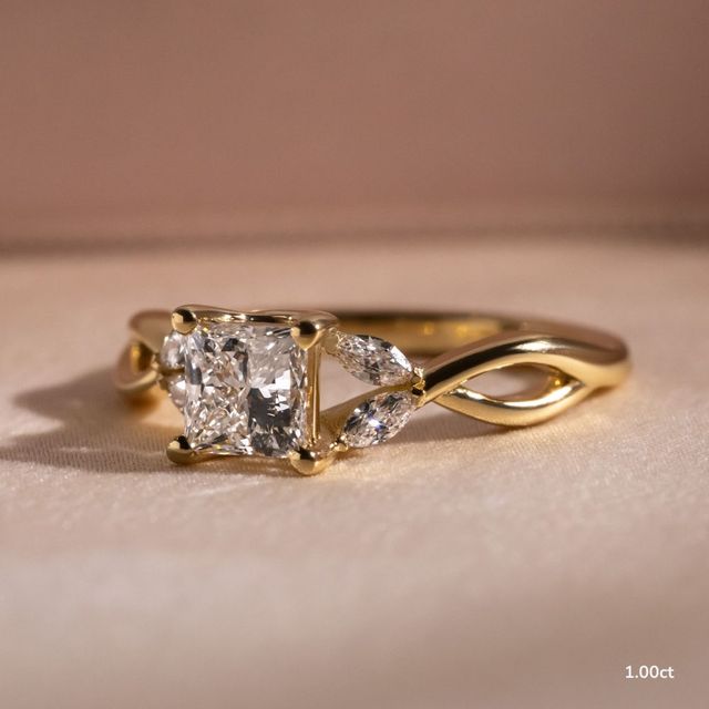 Vina Yellow Gold Twisted Unique Engagement Ring