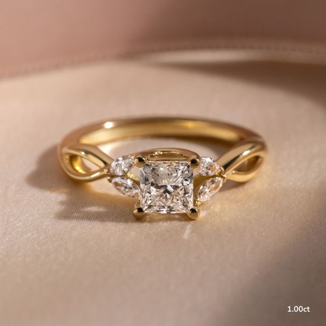 Vina Yellow Gold Twisted Unique Engagement Ring