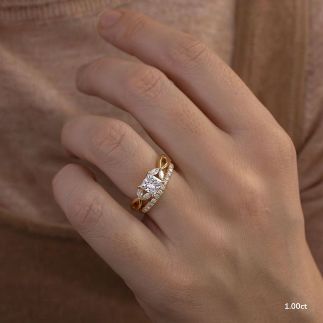 Vina Yellow Gold Twisted Unique Engagement Ring