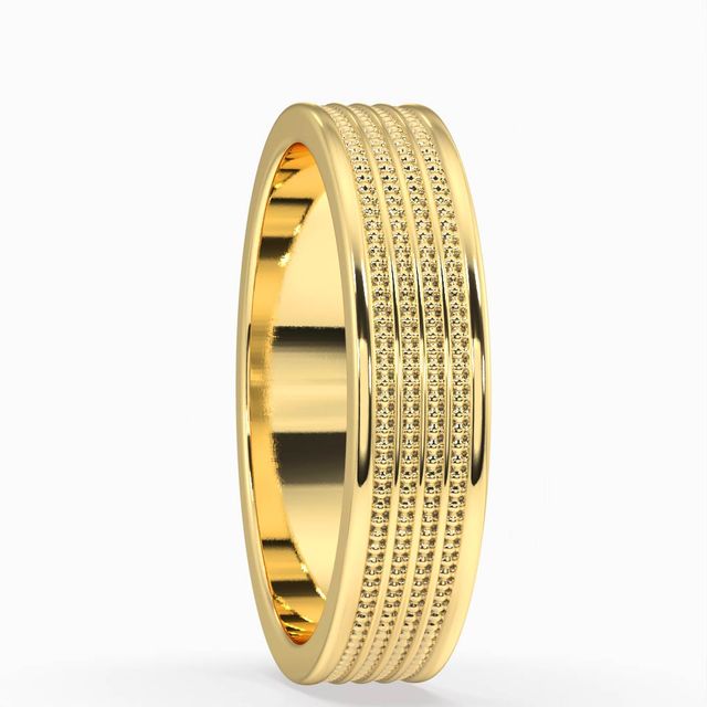 Luther Yellow Gold Milgrain Men's Wedding Ring