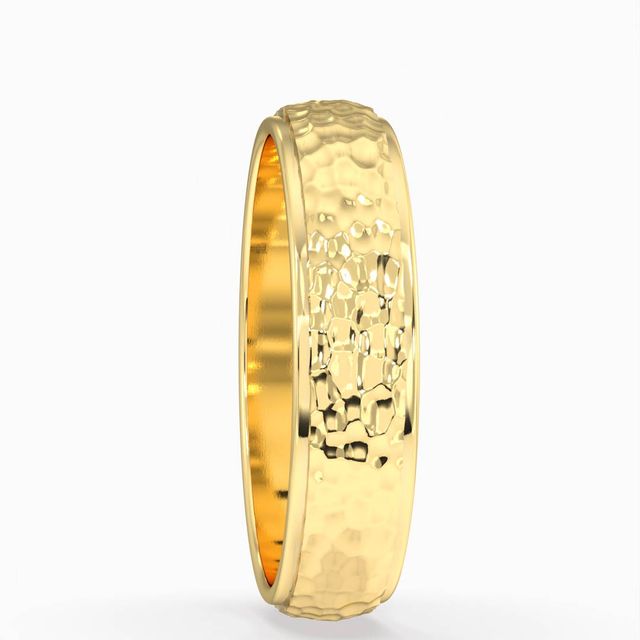 Canyon Yellow Gold Matte Hammered Men's Wedding Ring