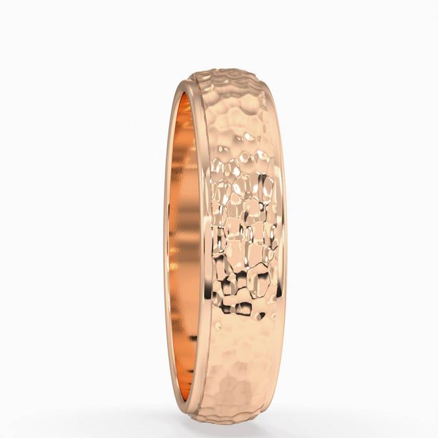 Canyon Rose Gold Matte Hammered Men's Wedding Ring