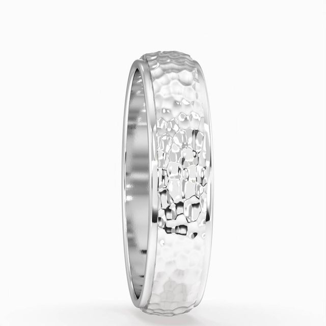 Canyon Platinum Matte Hammered Men's Wedding Ring