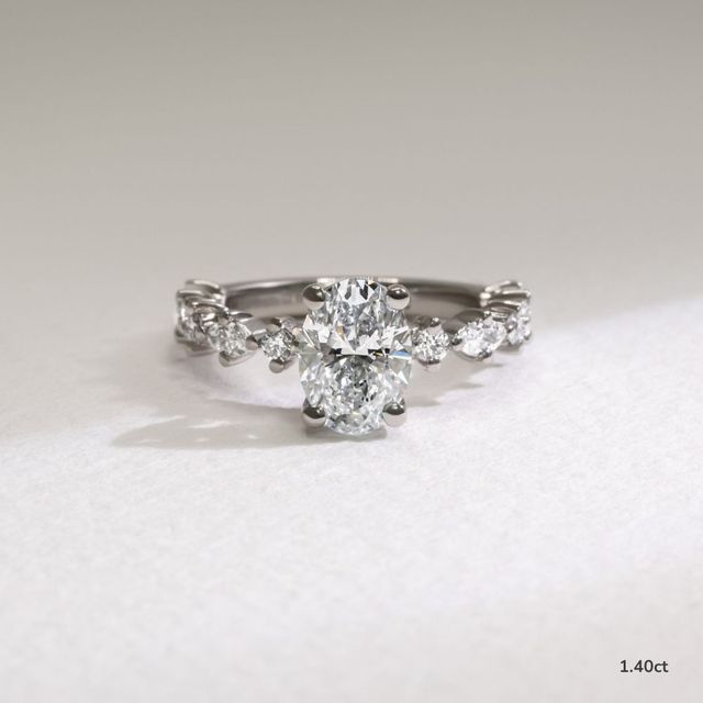 Laura Platinum Marquise And Round Diamond Band Engagement Ring