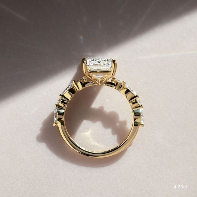 Laura Yellow Gold Marquise And Round Diamond Band Engagement Ring