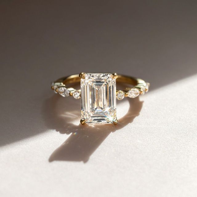 Laura Yellow Gold Marquise And Round Diamond Band Engagement Ring