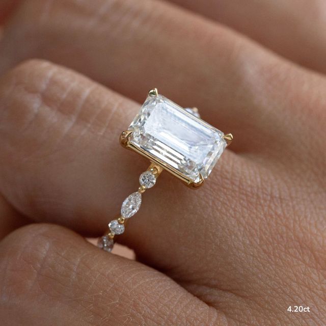 Laura Yellow Gold Marquise And Round Diamond Band Engagement Ring