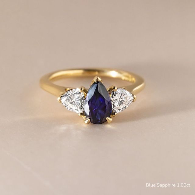 Yellow Gold Trillion Cut Diamond Flower Ring