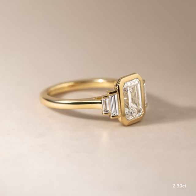 Lapilli Five Stone Yellow Gold Bezel Set Engagement Ring