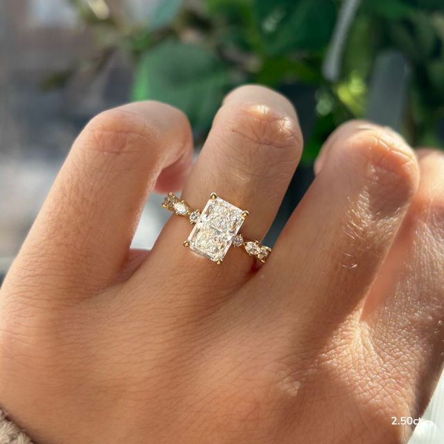 Laura Yellow Gold Marquise And Round Diamond Band Engagement Ring