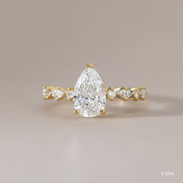 Laura Yellow Gold Marquise And Round Diamond Band Engagement Ring