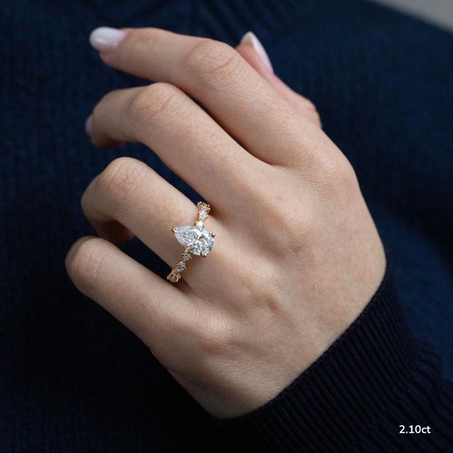 Laura Yellow Gold Marquise And Round Diamond Band Engagement Ring