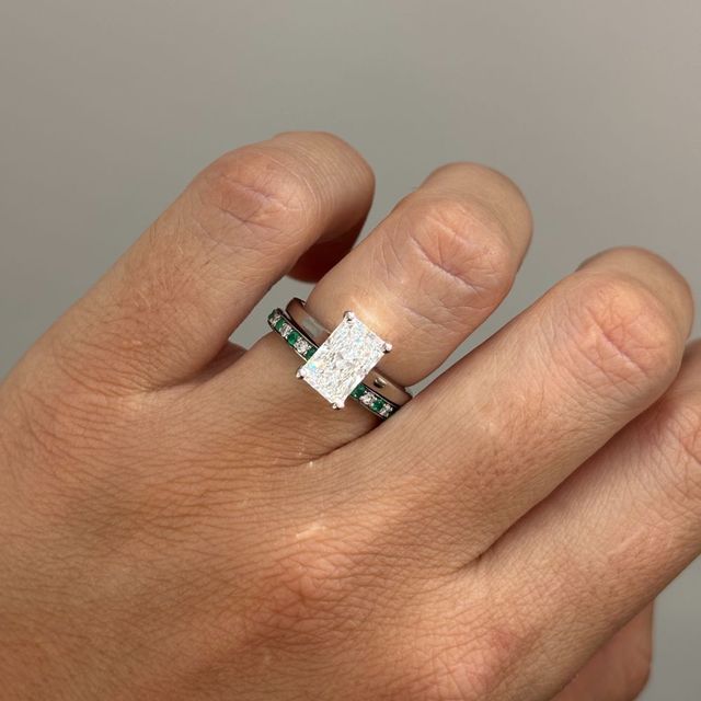 Arianna Emerald Half Eternity Wedding Ring In White Gold