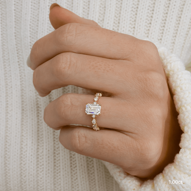 Laura Yellow Gold Marquise And Round Diamond Band Engagement Ring
