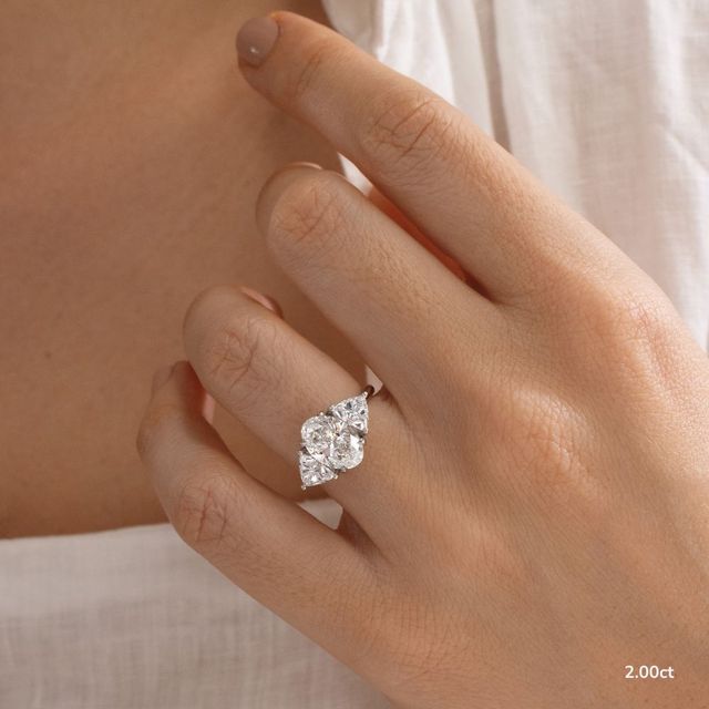 Platinum Trillion Cut Diamond Flower Ring