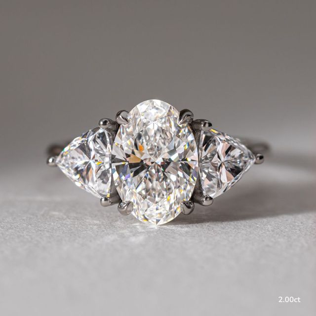 Platinum Trillion Cut Diamond Flower Ring