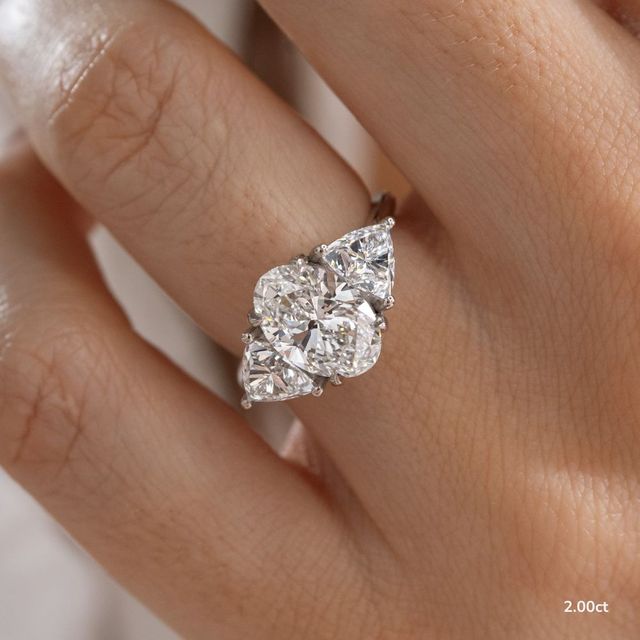Platinum Trillion Cut Diamond Flower Ring