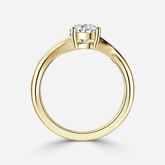 Ferre V Shaped Pear Yellow Gold Modern Engagement Ring