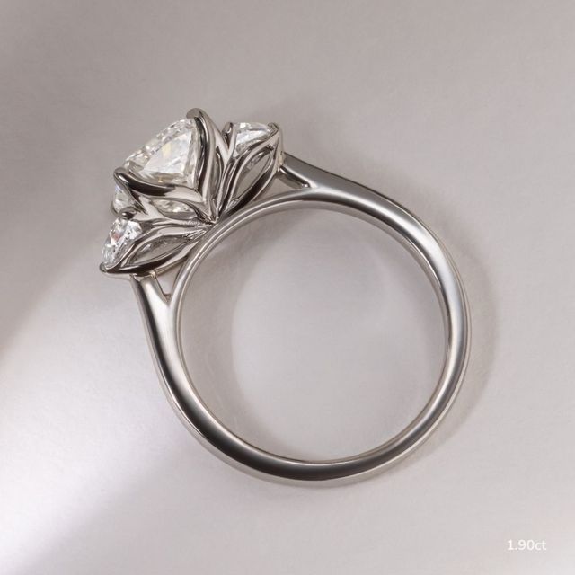 White Gold Trillion Cut Diamond Flower Ring