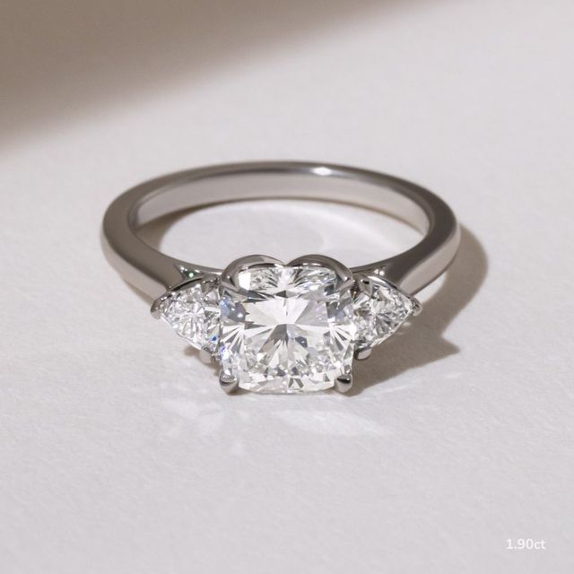 White Gold Trillion Cut Diamond Flower Ring
