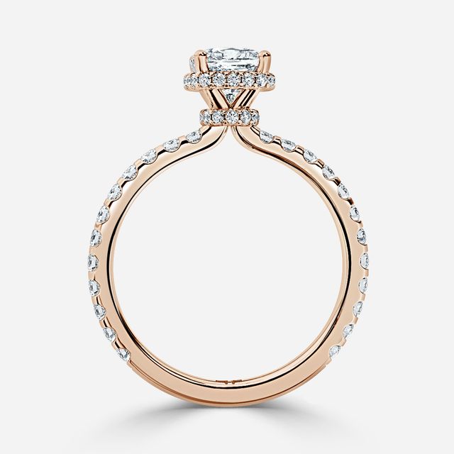 Enari Rose Gold Double Hidden Halo Engagement Ring