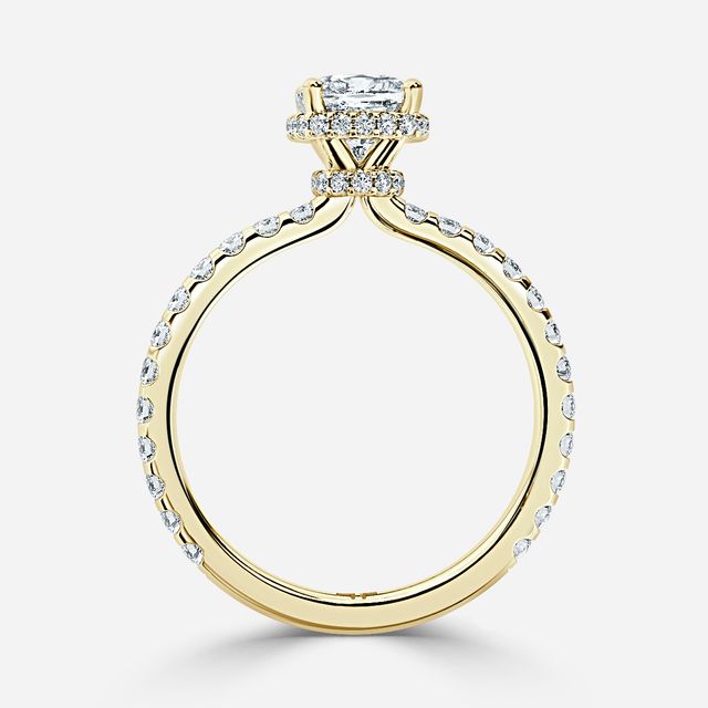 Enari Yellow Gold Double Hidden Halo Engagement Ring