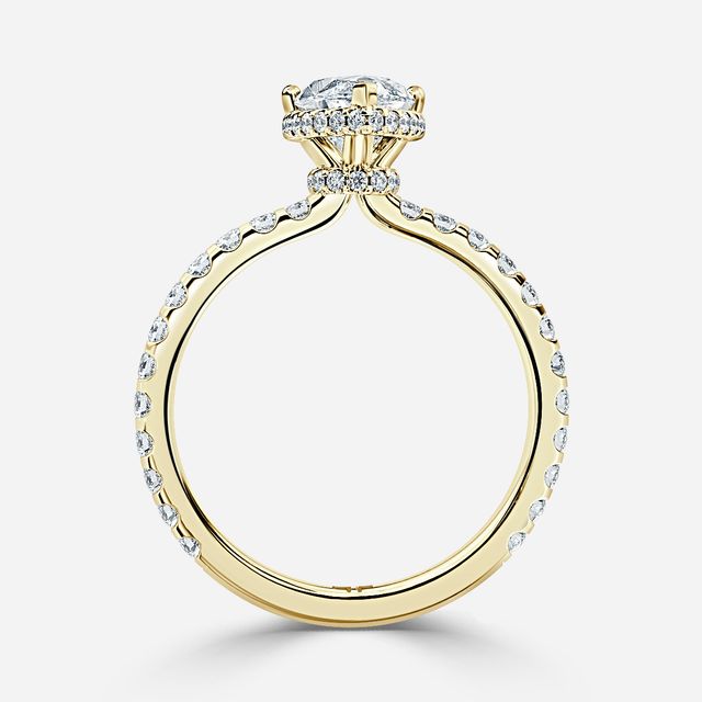 Enari Yellow Gold Double Hidden Halo Engagement Ring