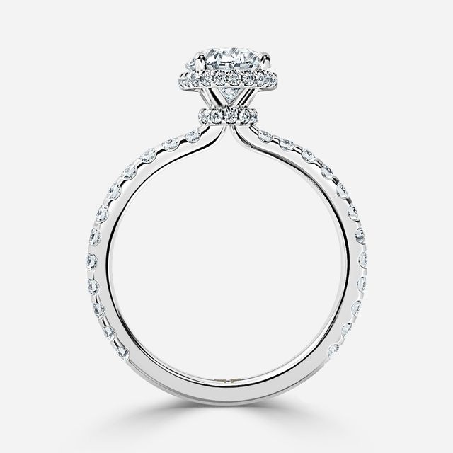 Enari Platinum Double Hidden Halo Engagement Ring