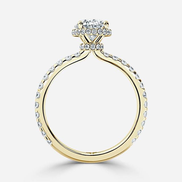 Enari Yellow Gold Double Hidden Halo Engagement Ring